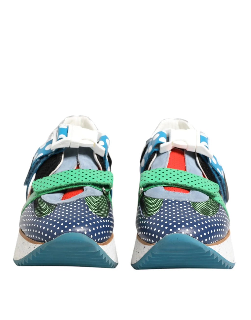 Dolce & Gabbana baskets basses en cuir multicolores bleu et vert à pois avec semelle épaisse teal