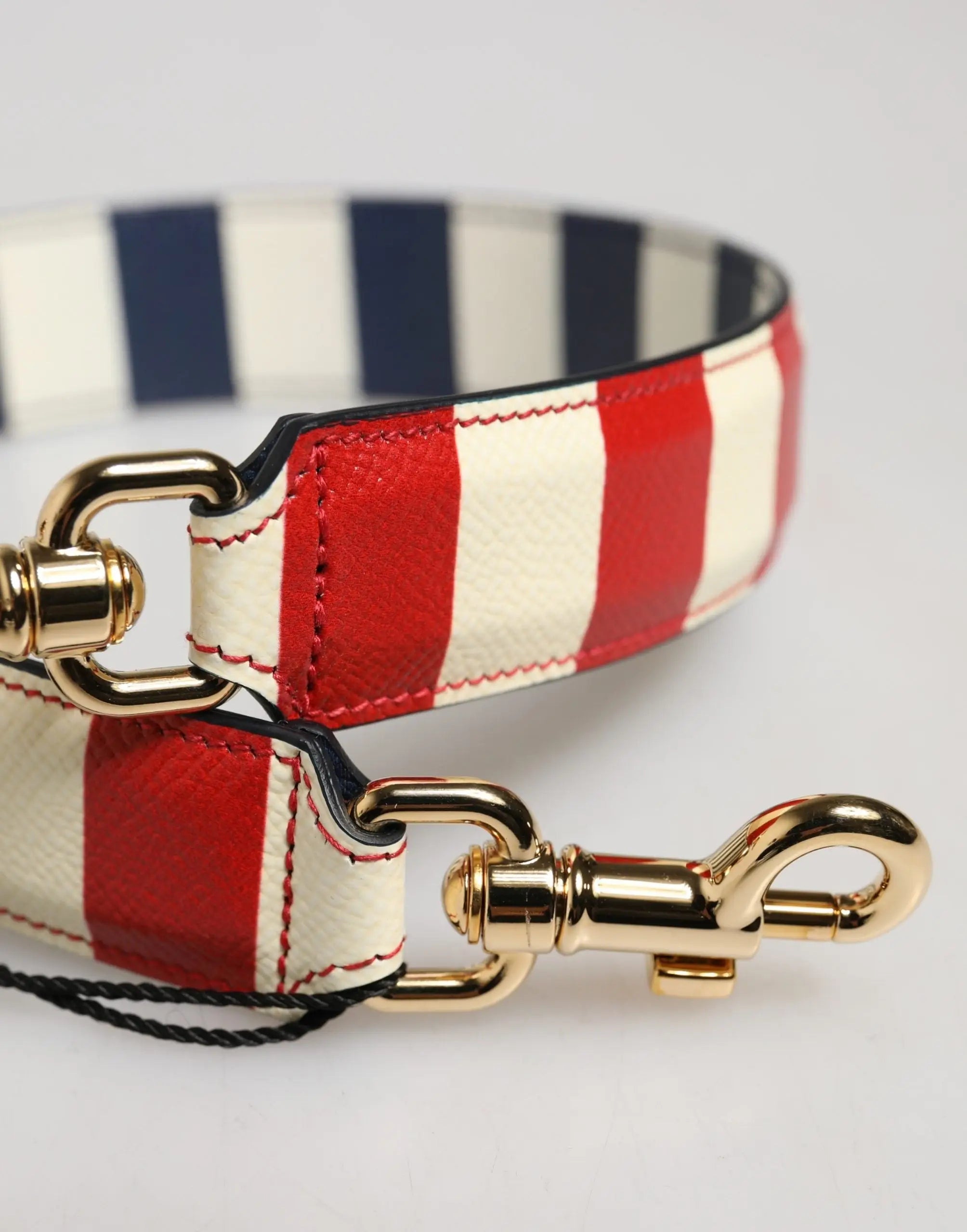 Strap bandoulière en cuir rayée rouge et blanc avec hardware doré dolce gabbana multicolor