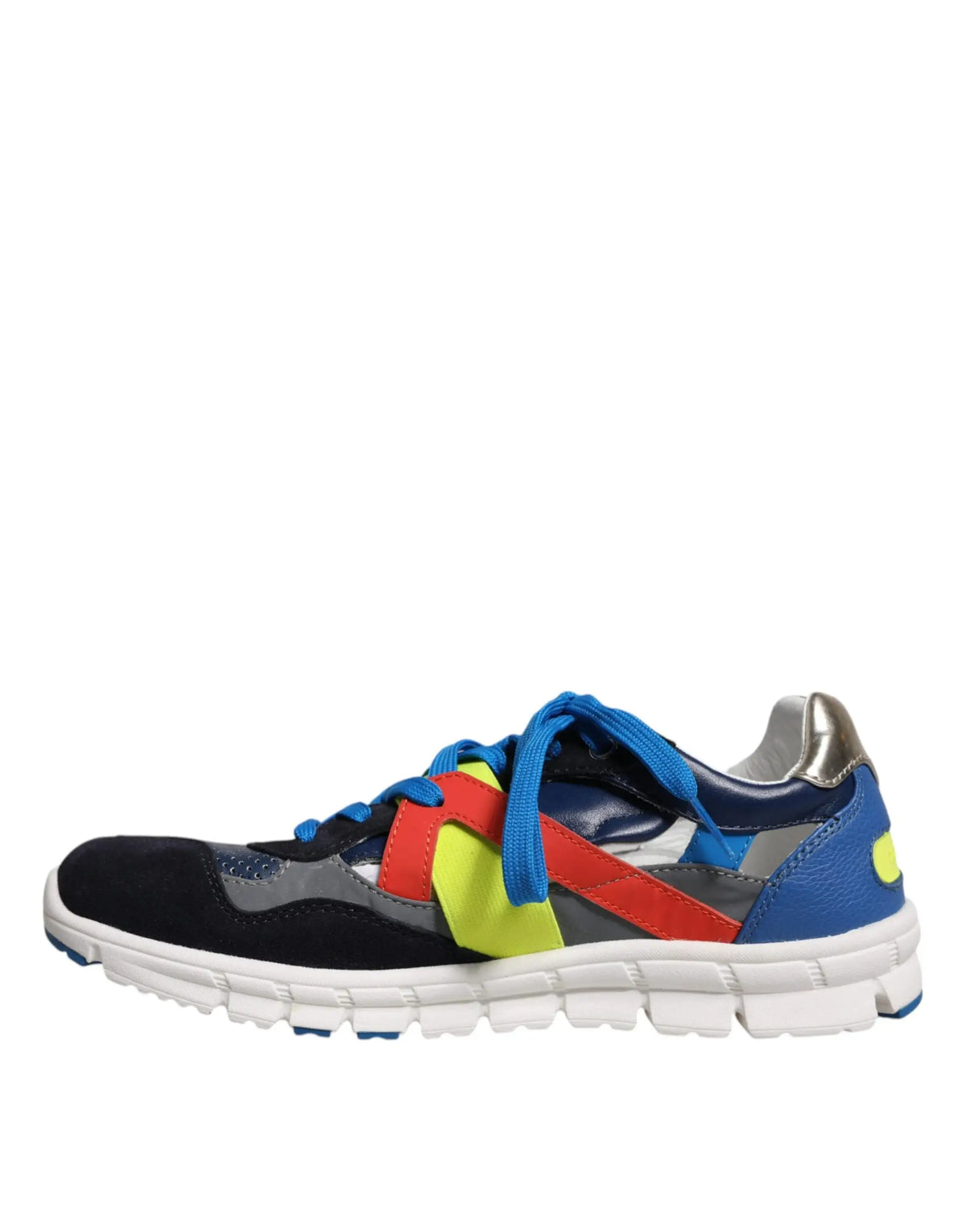Sneakers basses dolce & gabbana en cuir et suède noir avec accents bleus, rouges et jaune néon multicolores