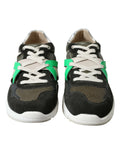 Dolce & gabbana multicolor leather suede low top sneakers in black and green with white laces and mesh details