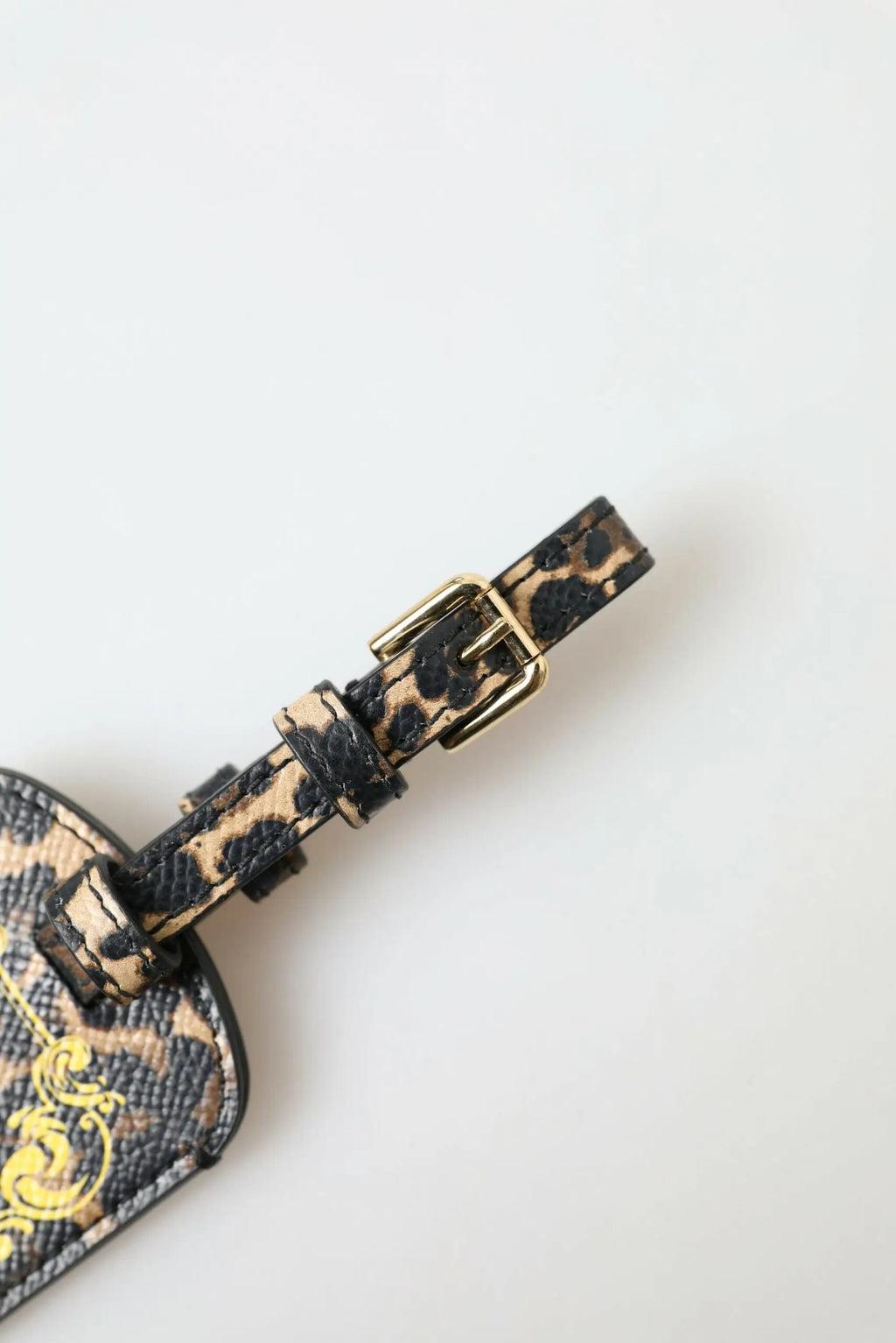 Étiquette de bagage dolce & gabbana en cuir dauphine imprimé léopard multicolore avec boucle en métal doré et logo embossé