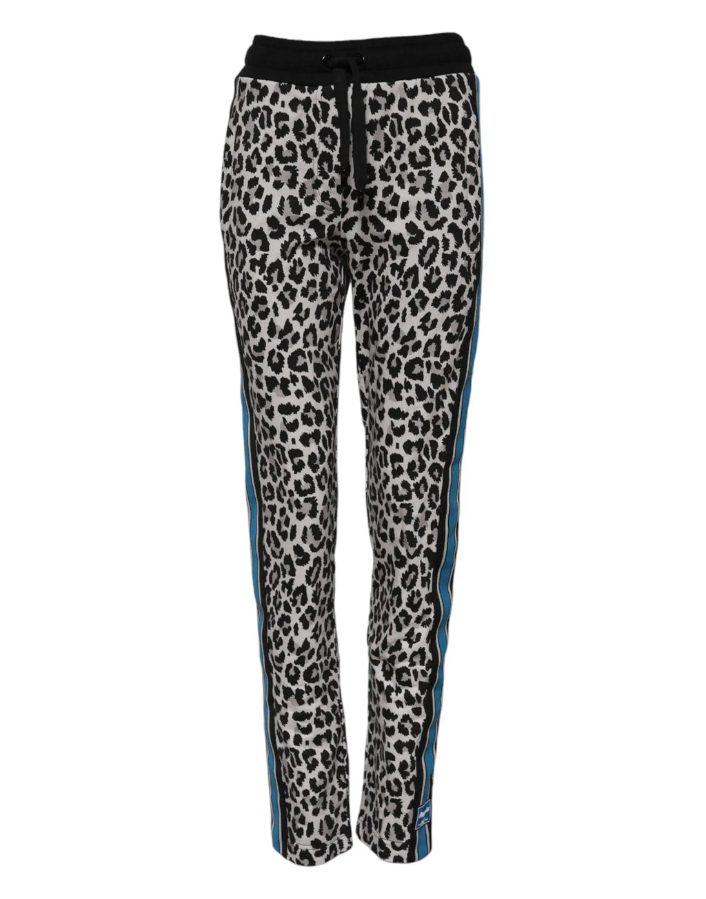 Joggers dolce gabbana multicolores léopard noir et gris avec bandes latérales bleues pour un look urbain