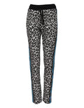 Joggers dolce gabbana multicolores léopard noir et gris avec bandes latérales bleues pour un look urbain