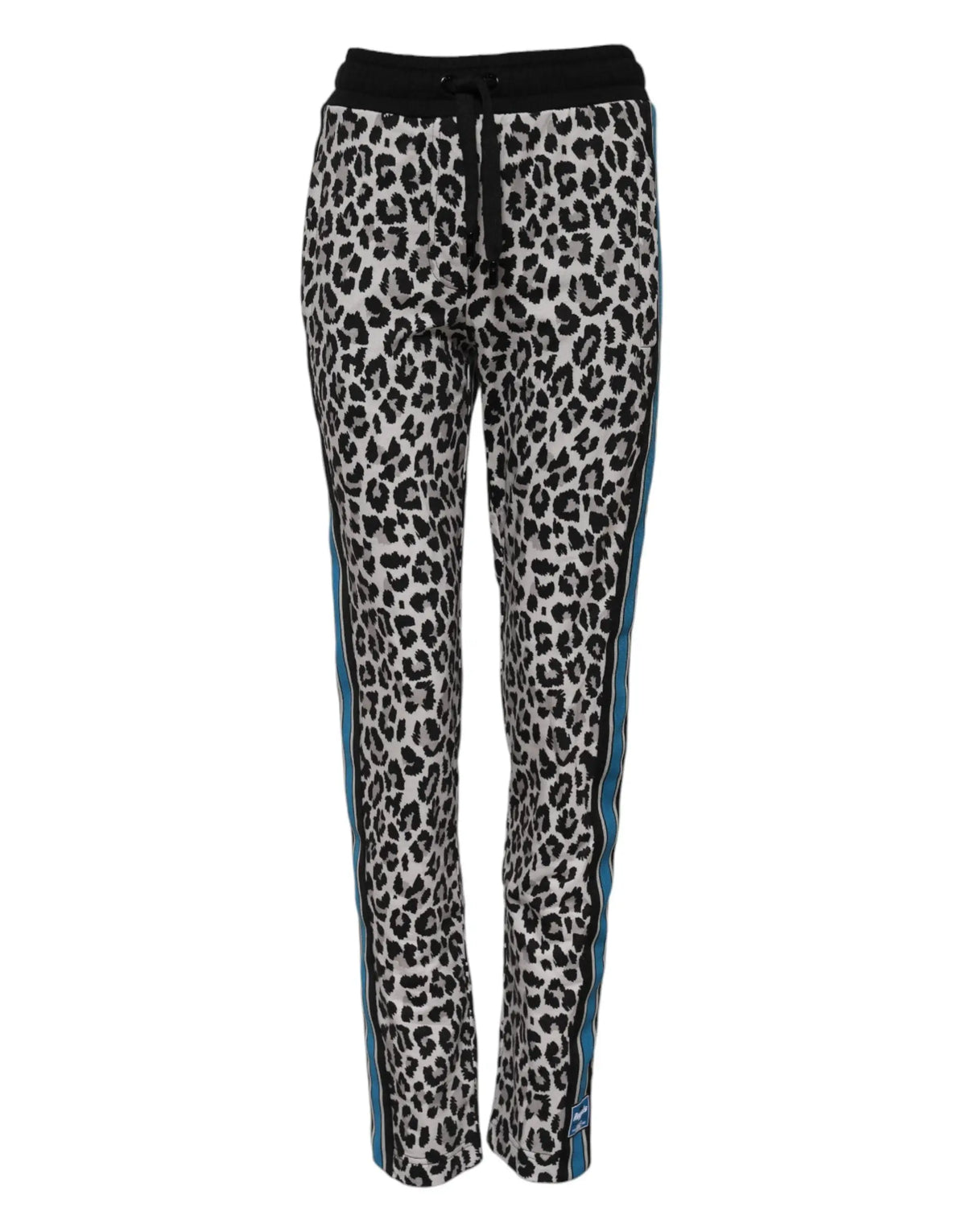 Joggers dolce & gabbana multicolores leopard noir et gris avec bandes latérales bleues pour un style urbain