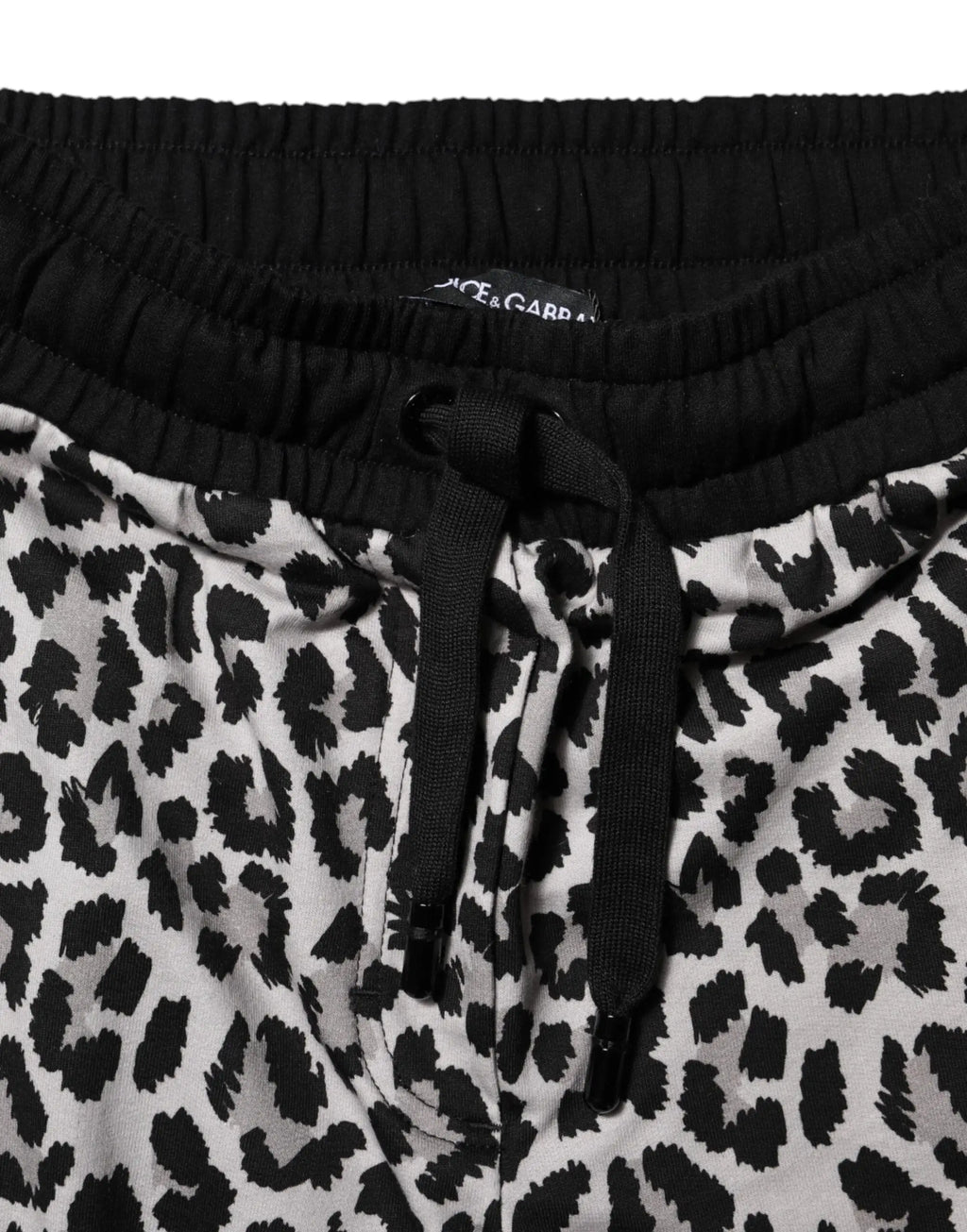 Pantalon de jogging dolce gabbana multicolore imprimé léopard noir et blanc avec taille élastique et cordon de serrage