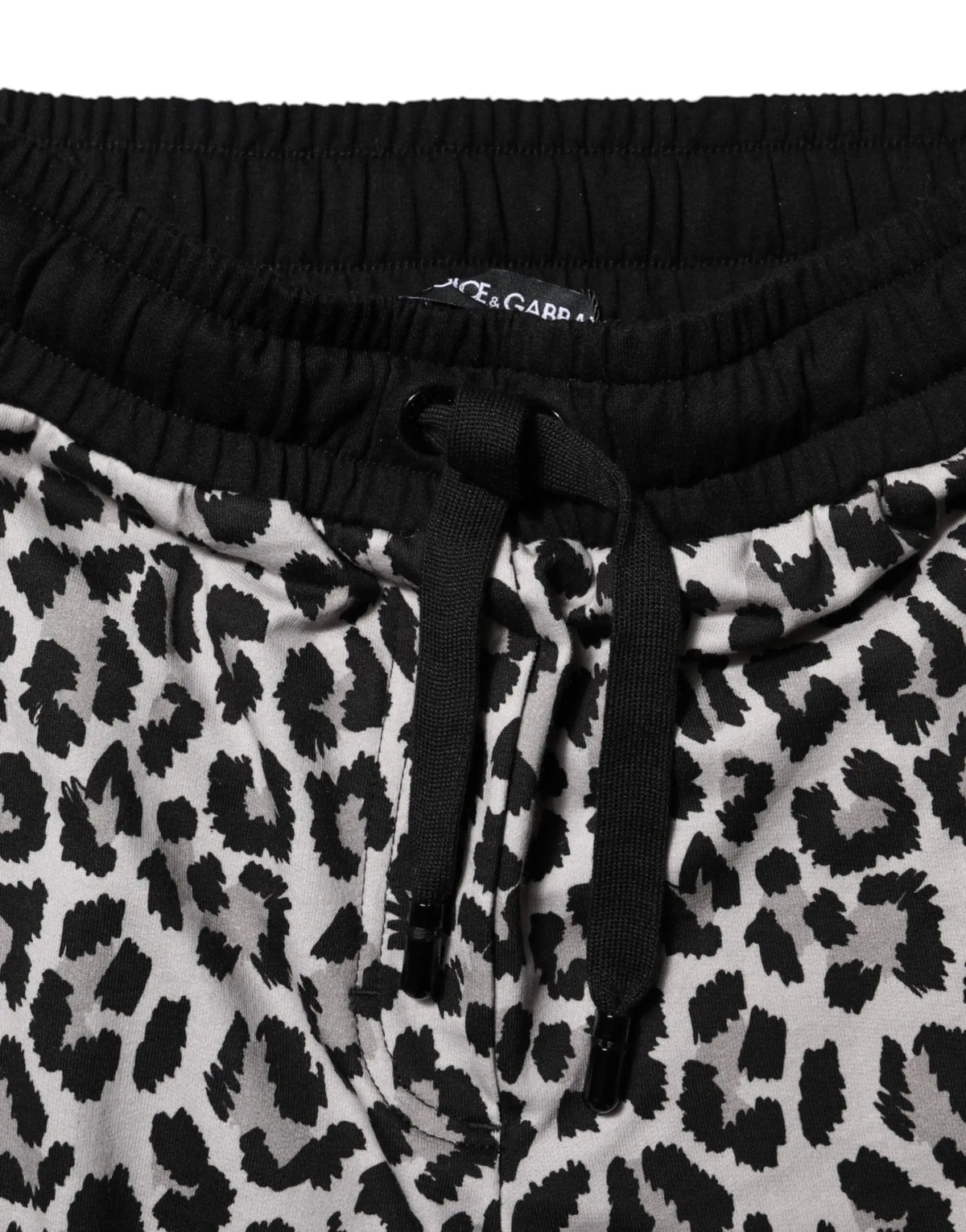 Pantalon de jogging dolce gabbana multicolore imprimé léopard noir et blanc avec taille élastique et cordon de serrage