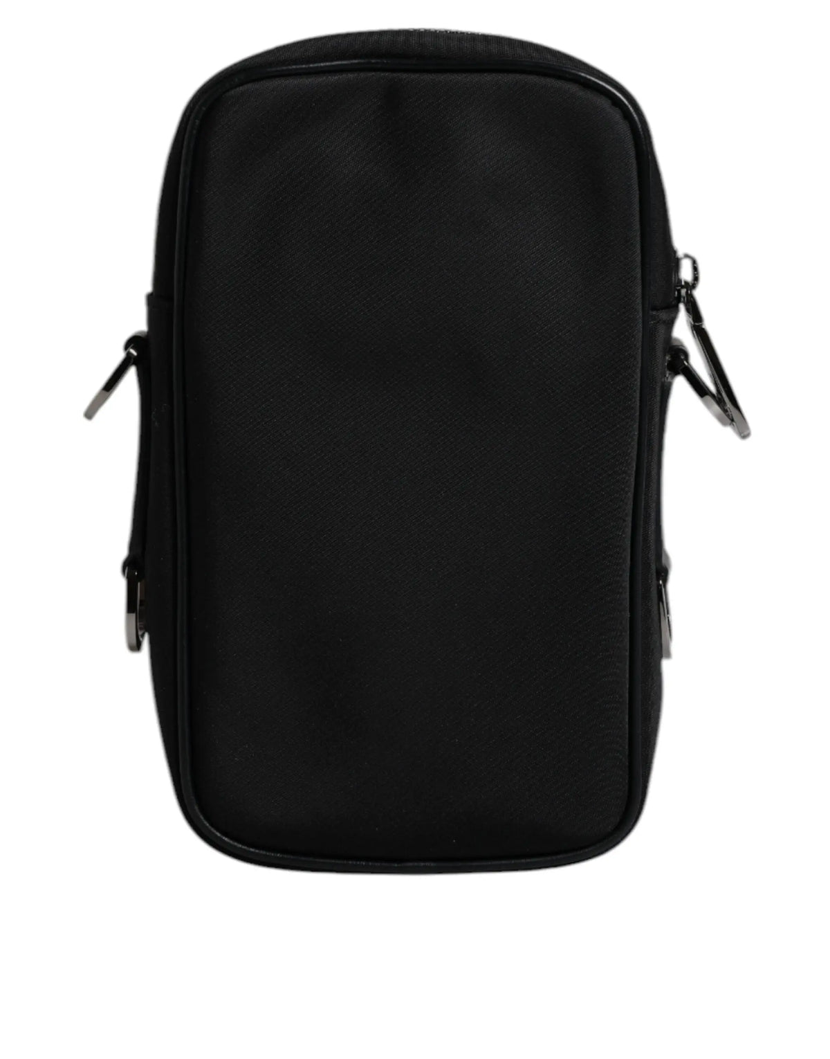 Sac bandoulière noir en nylon dolce gabbana avec logo jacquard léopard multicolore et fermetures éclair latérales argentées