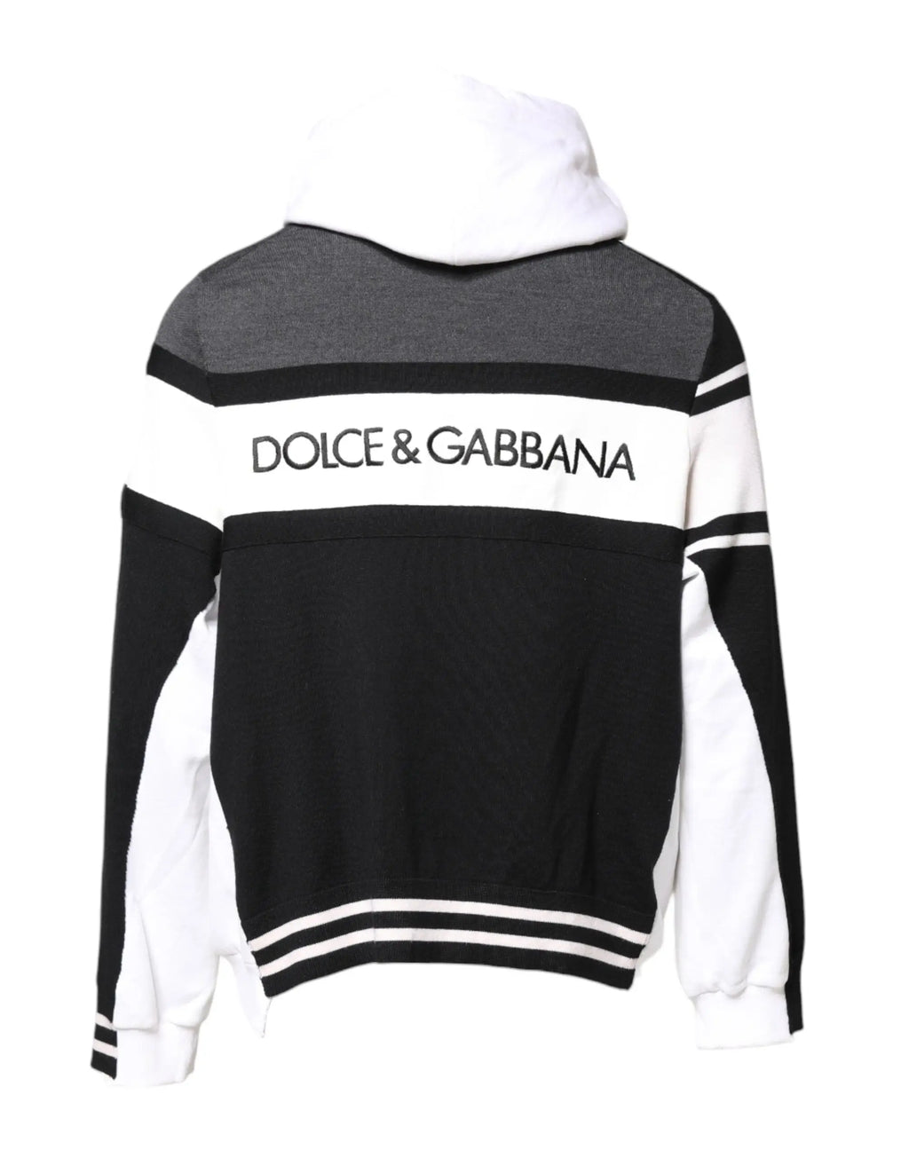 Sweat à capuche dolce & gabbana multicolore avec blocs de couleur noir blanc gris et bande logo audacieuse au dos