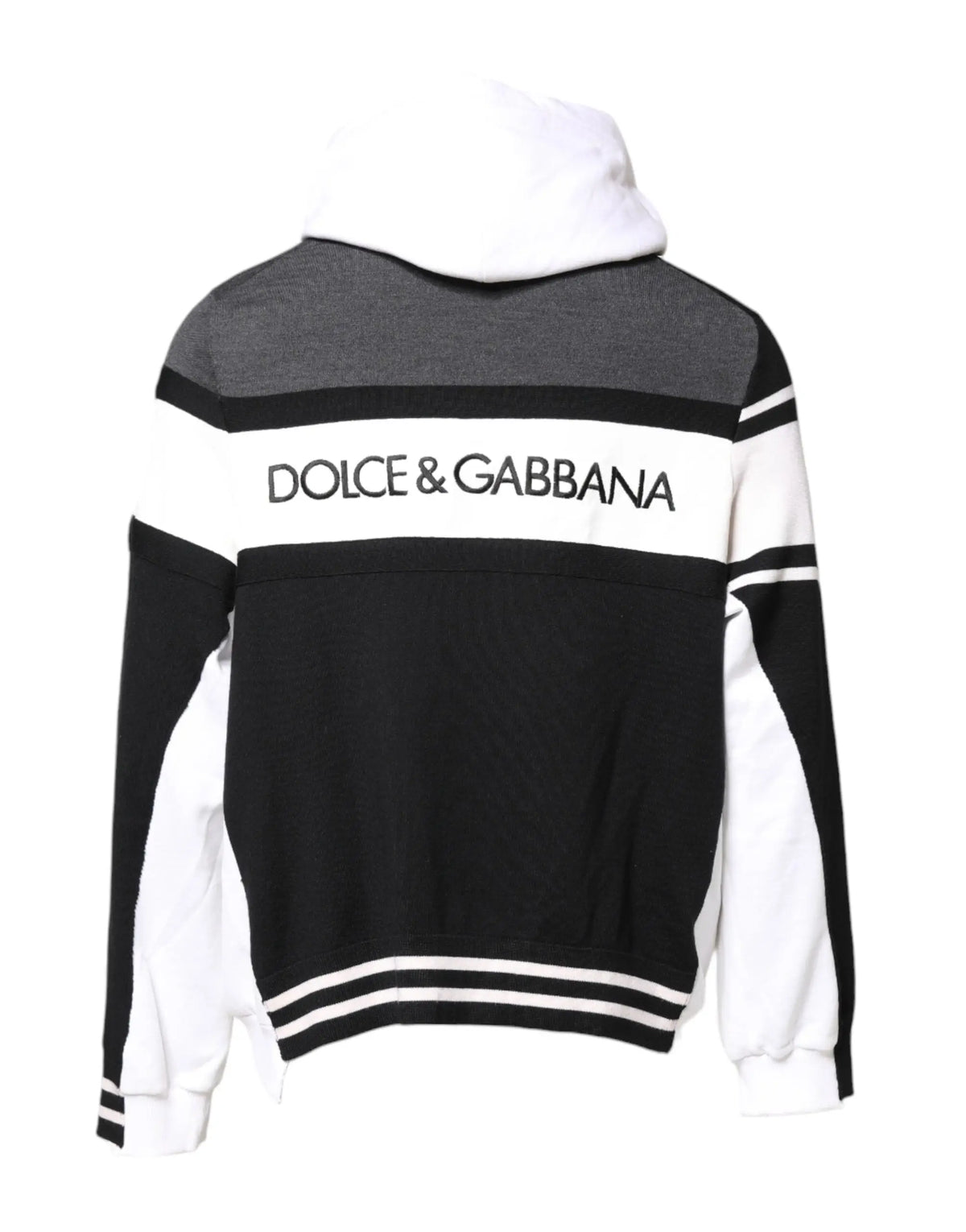 Sweat à capuche dolce & gabbana multicolore avec blocs de couleur noir blanc gris et bande logo audacieuse au dos
