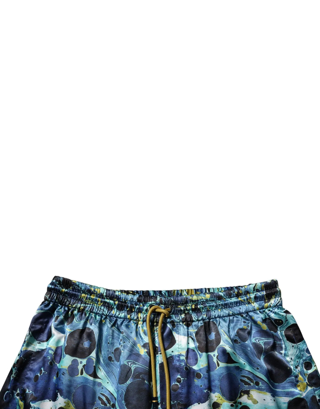 Pantalon de jogging dolce & gabbana multicolore motif marbre bleu noir avec cordon jaune en tissu confortable