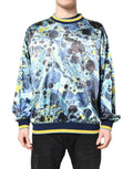 Dolce & gabbana pull homme multicolore motif marbré bleu et jaune avec bordure marine en coton