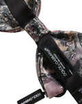 Dolce & gabbana multicolor marble silk adjustable neck papillon bow tie with muted pink and gray floral pattern on satin