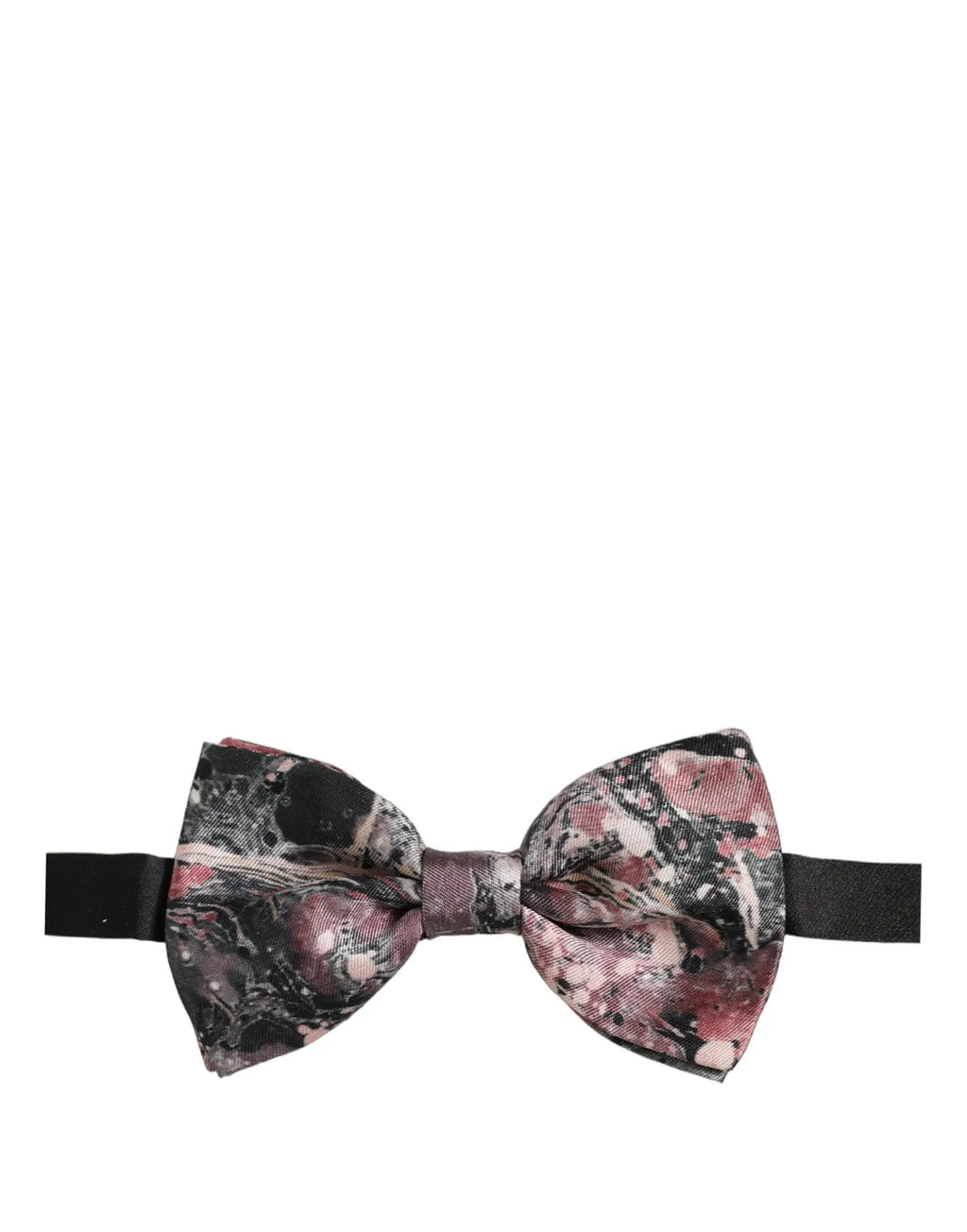 Un nœud papillon ajustable dolce & gabbana en soie multicolore avec un motif marbré rose noir et gris