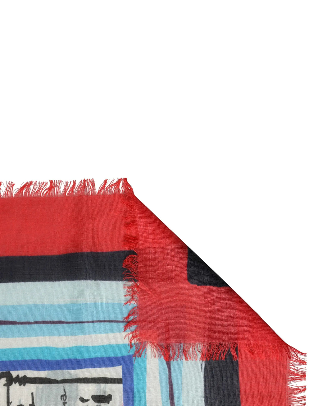 Écharpe pour homme dolce & gabbana en cachemire multicolore rouge noir bleu avec rayures et franges 134x130 cm