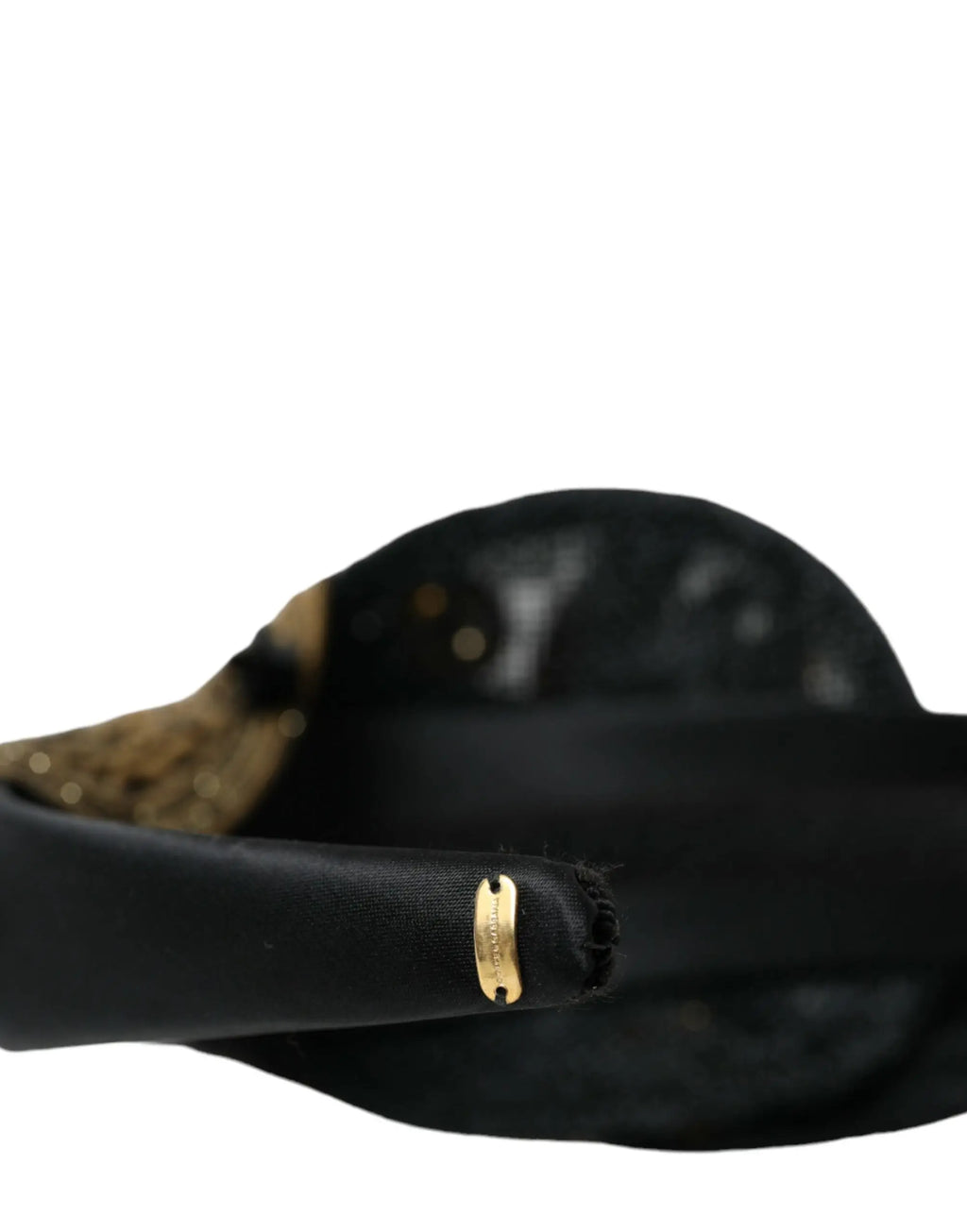 Ceinture en satin noir avec plaque en métal doré pour serre-tête diadème dolce & gabbana étoiles cristal multicolore
