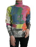Dolce & Gabbana pull-over en mohair multicolore avec col roulé et design abstrait éclaboussures peinture métallique