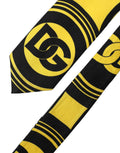 Dolce gabbana cravate homme en soie réglable noir et jaune à motifs géométriques audacieux avec monogramme multicolore