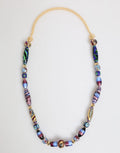 Collier vibrant dolce & gabbana avec chaîne en laiton doré et perles en verre de murano multicolores aux motifs tourbillonnants