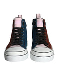 Dolce & Gabbana sneakers montantes multicolores patchwork avec panneaux bleu marine, marron rouille et rose pâle