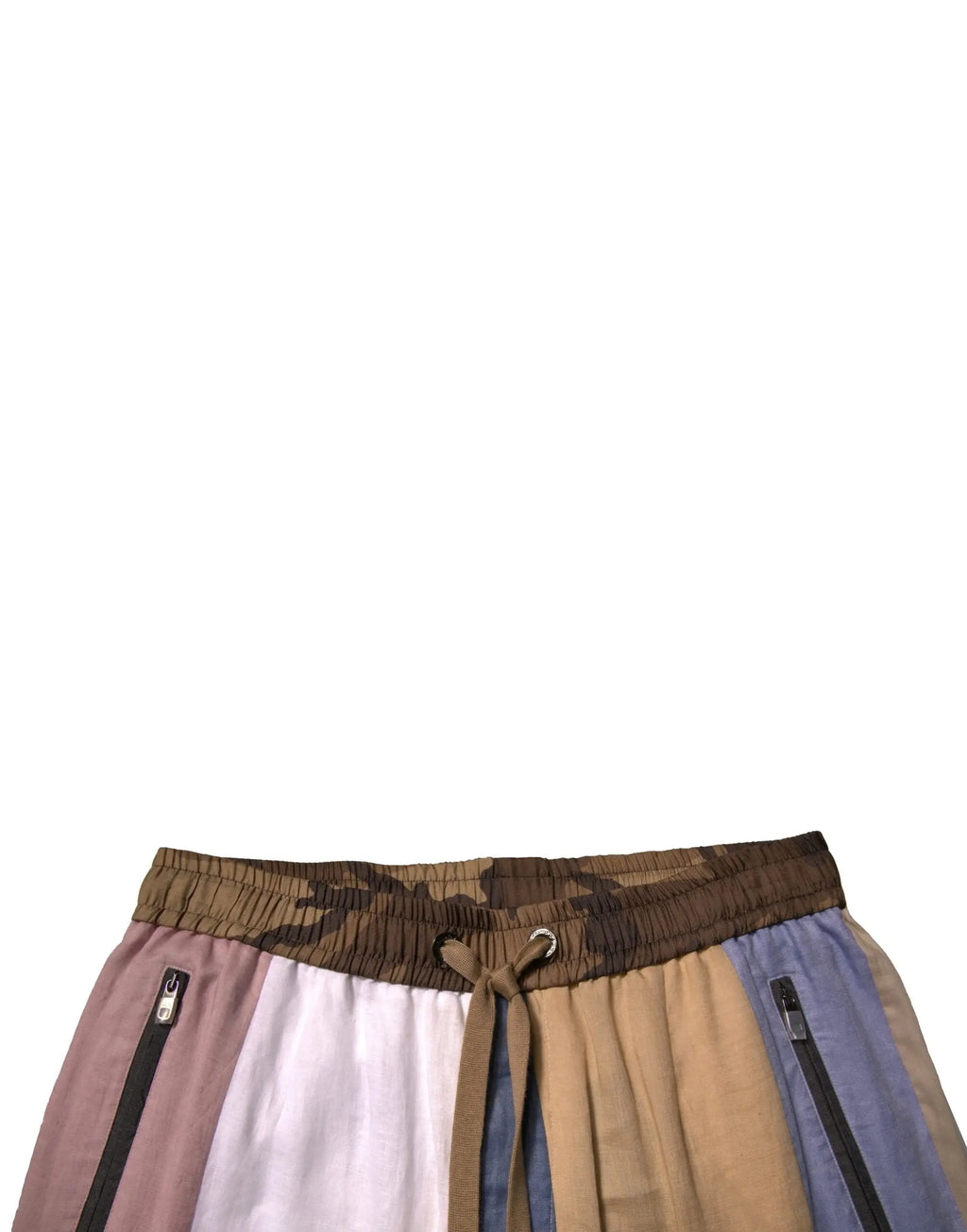 Dolce & gabbana pantalon de jogging multicolore patchwork avec taille élastique camouflage et fermetures éclair latérales