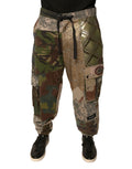 Pantalon jogger homme dolce & gabbana multicolore camouflage avec panneaux en tissu vert, marron et or métallique