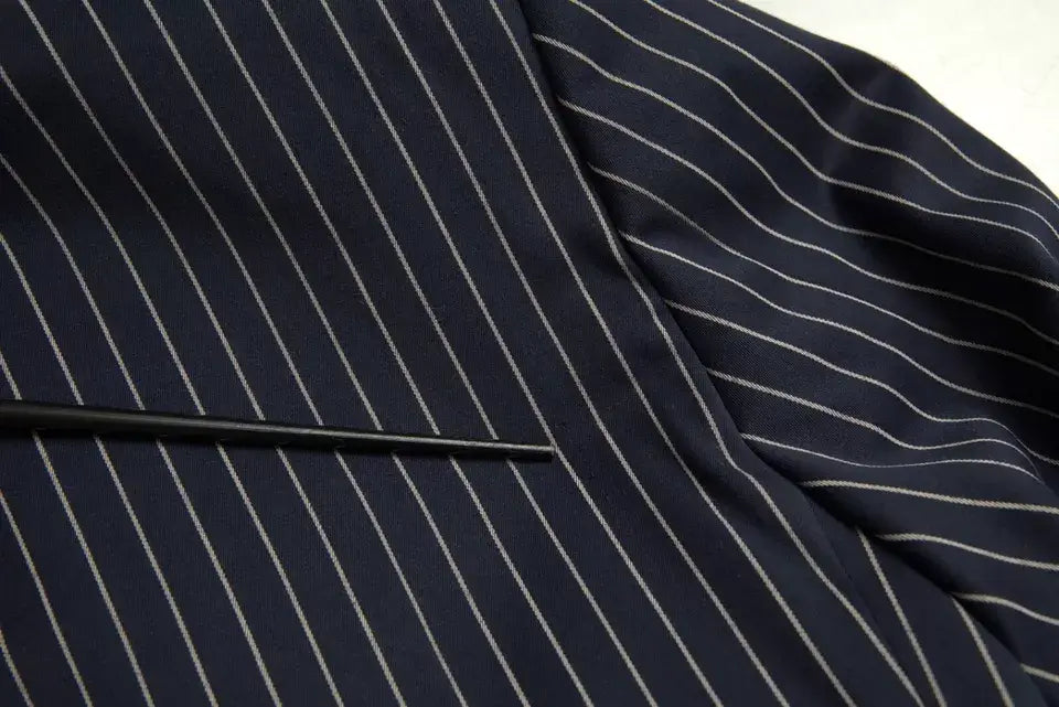 Dolce & Gabbana blazer multicolore patchwork marine à fines rayures blanches en tissu, simple boutonnage