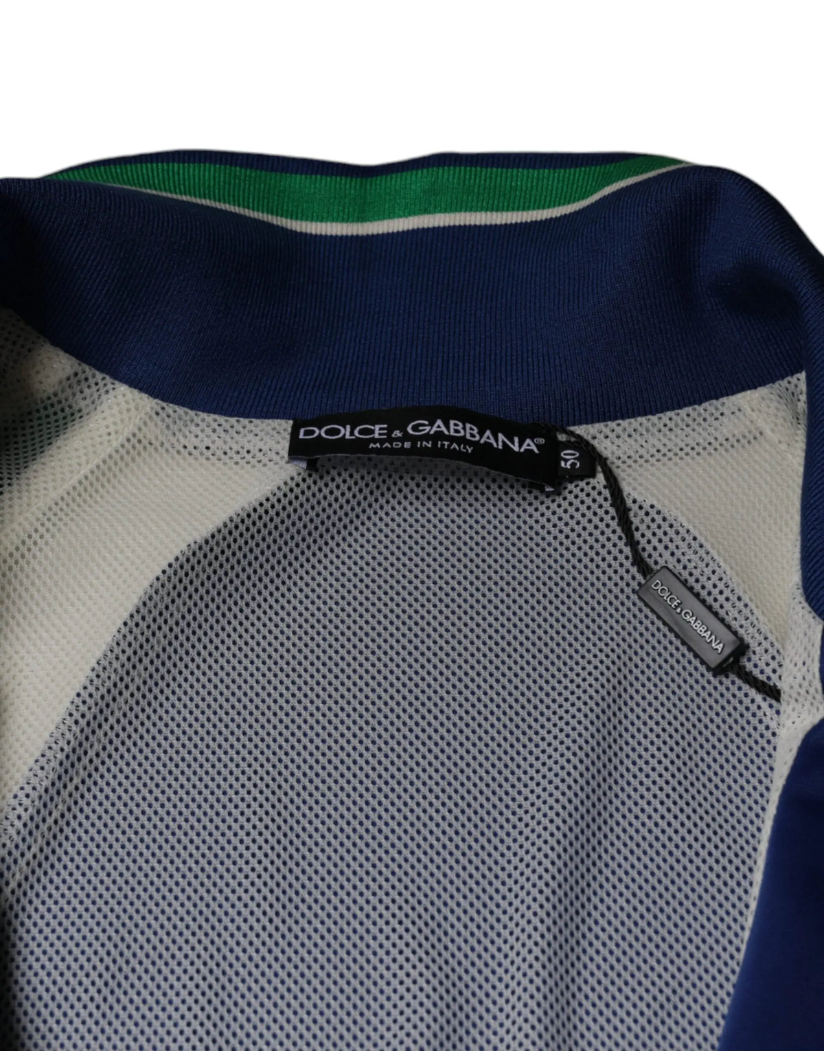 Veste bomber multicolore dolce gabbana en polyester avec fermeture éclair intégrale et intérieur en mesh bleu vert à rayures