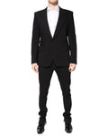 Costume deux pièces dolce & gabbana multicolore en polyester jacquard avec veste noire ajustée à revers crantés et bouton unique