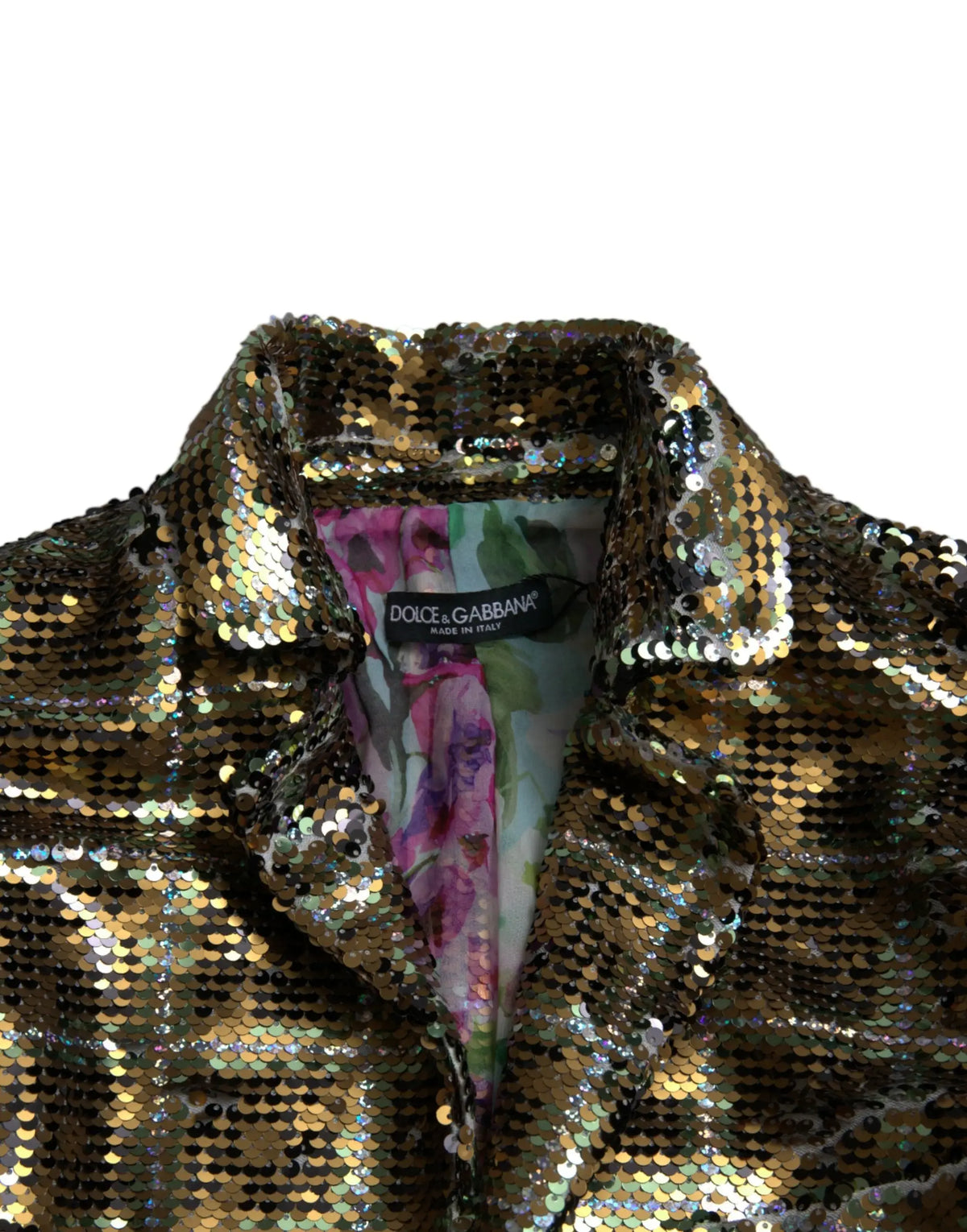 Veste courte multicolore en polyester à paillettes de dolce & gabbana avec fil métallique doré brillant