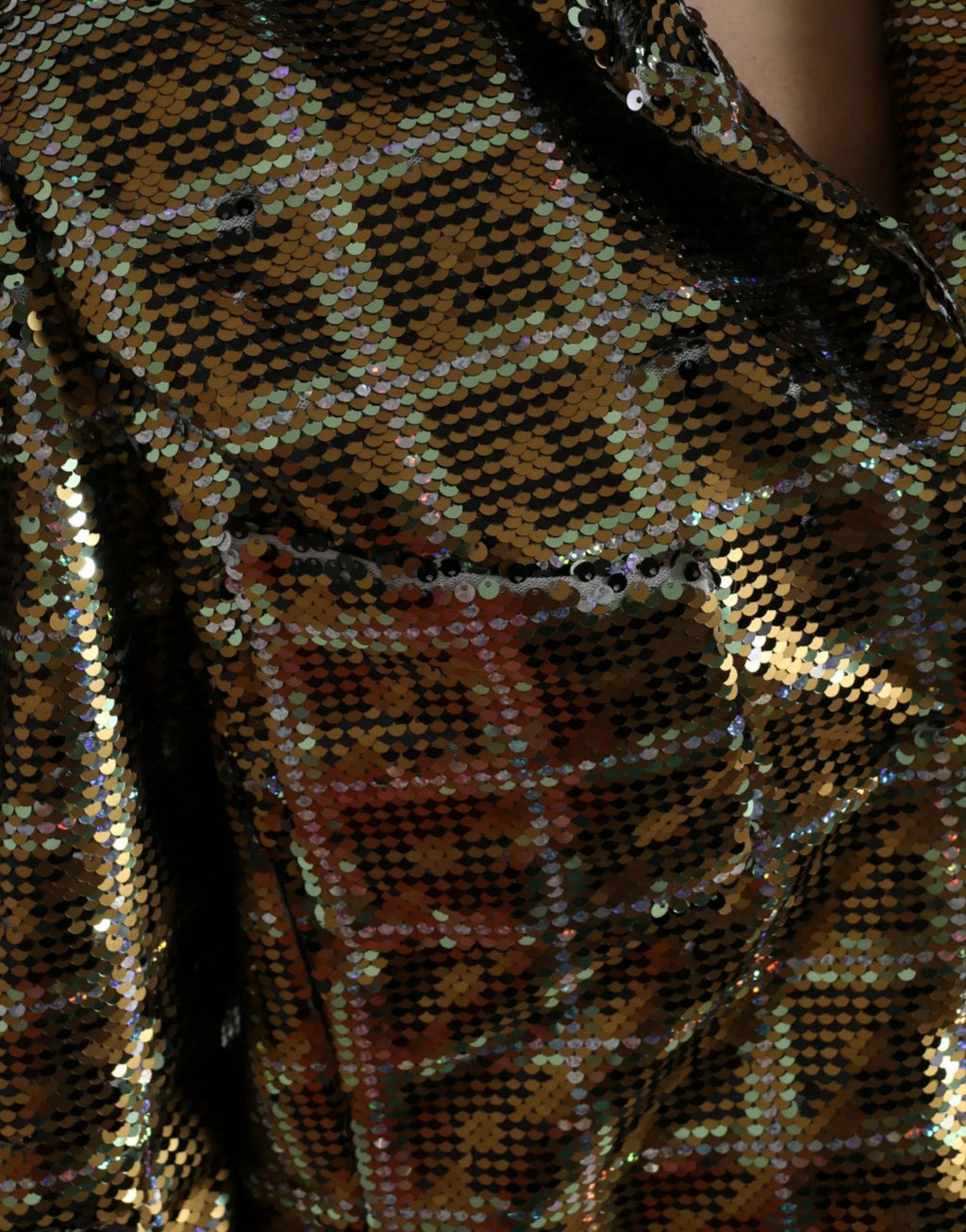 Dolce & Gabbana veste courte multicolore en polyester avec sequins dorés et noirs à motif écossais