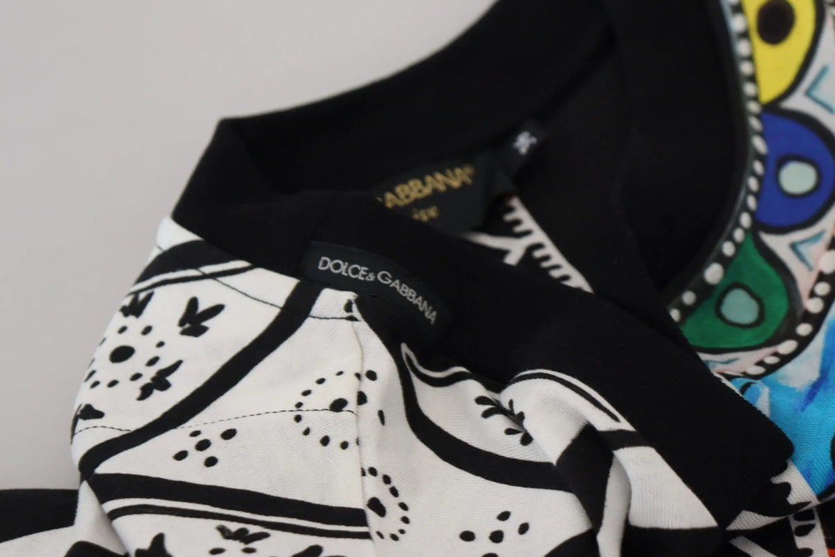 Robe dolce & gabbana noir et blanc à motif graphique audacieux pour femme avec design exclusif multicolore