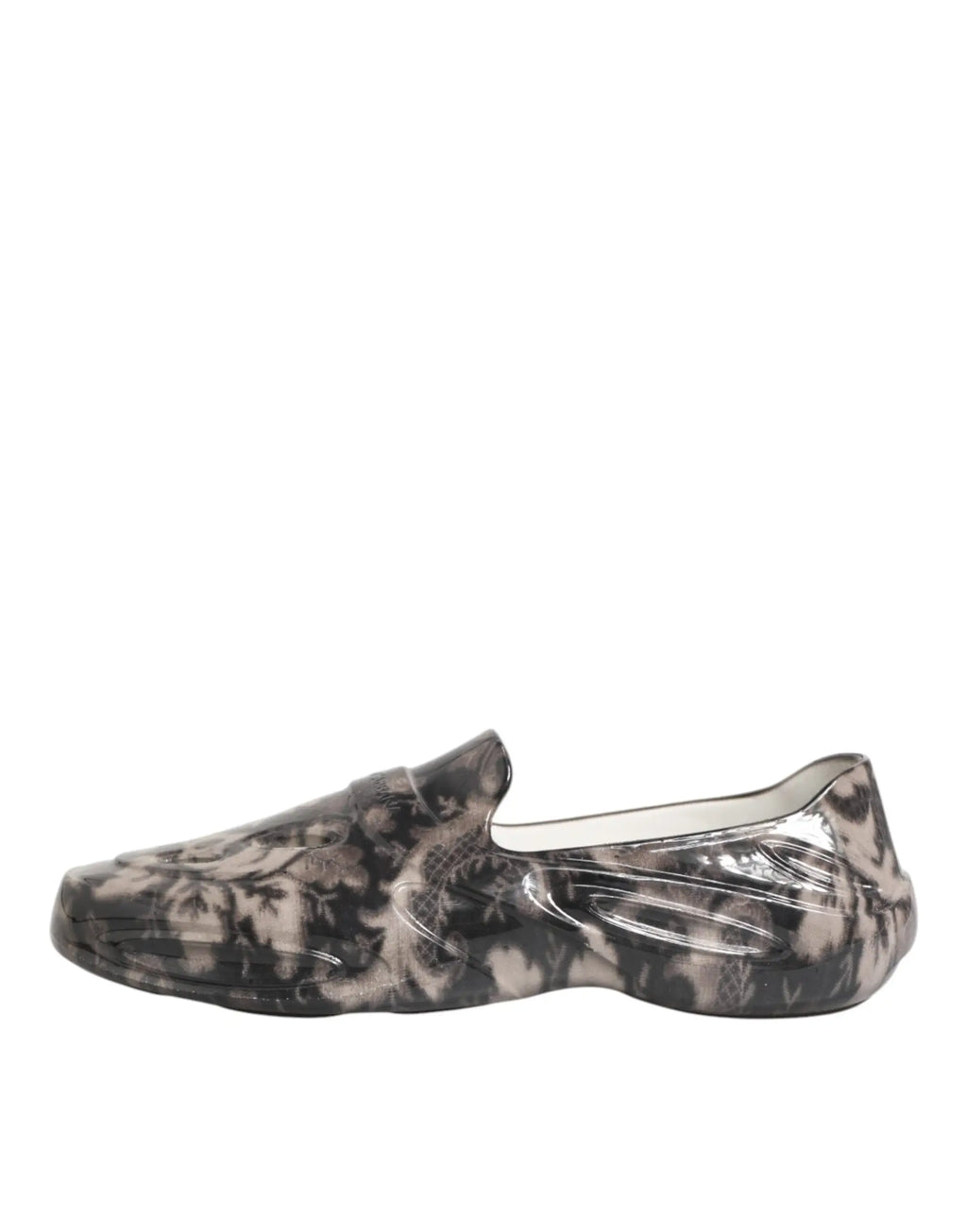 Dolce & gabbana multicolor rubber low top men sneakers shoes en slip-on noir et gris à motif floral moderne et minimaliste