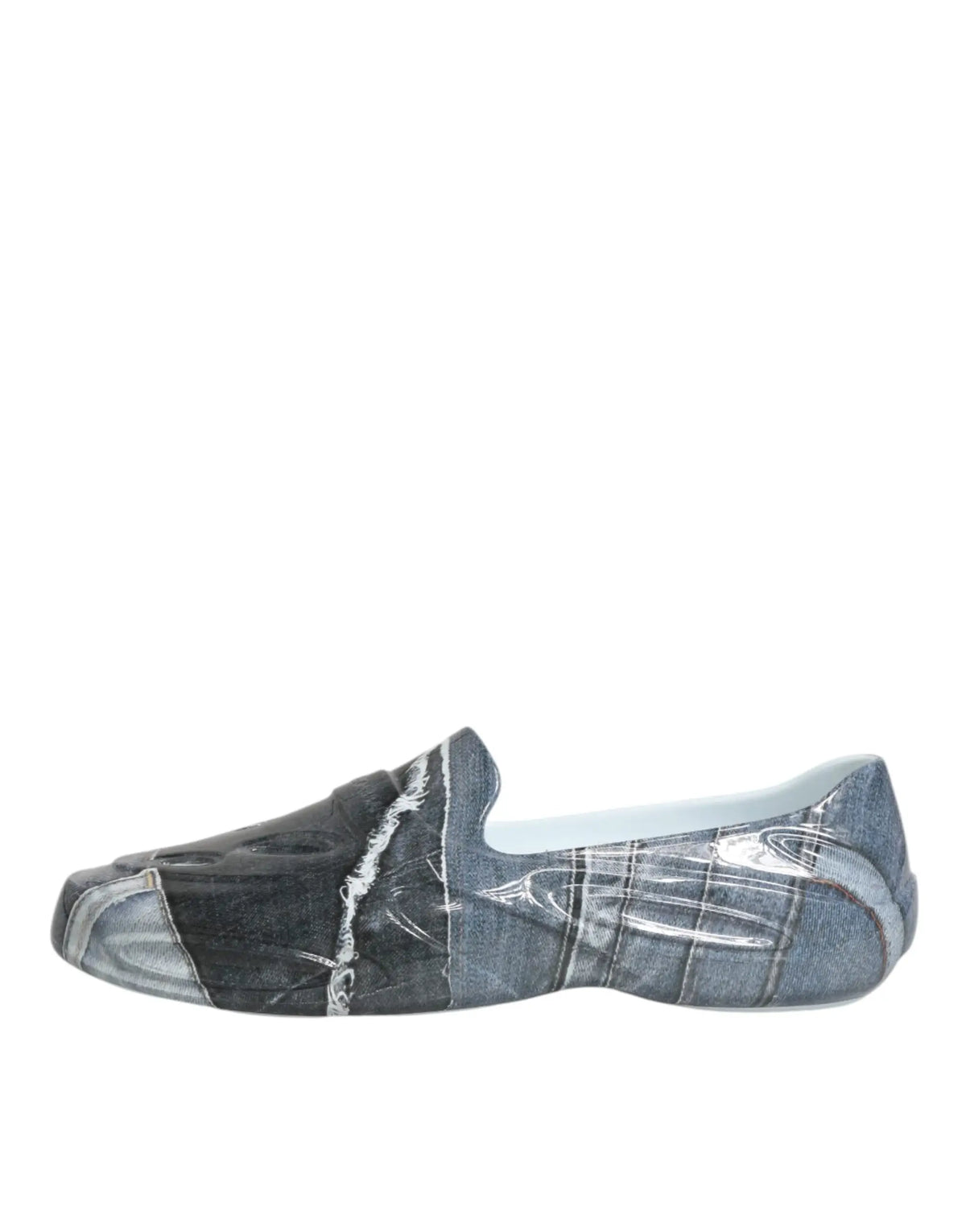 Chaussure dolce & gabbana multicolore en denim distressed avec patchwork et bords effilochés slip-on basse en caoutchouc