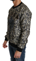 Sweatshirt dolce & gabbana noir et argent à motif jacquard avec logo brodé multicolore pour un style samba