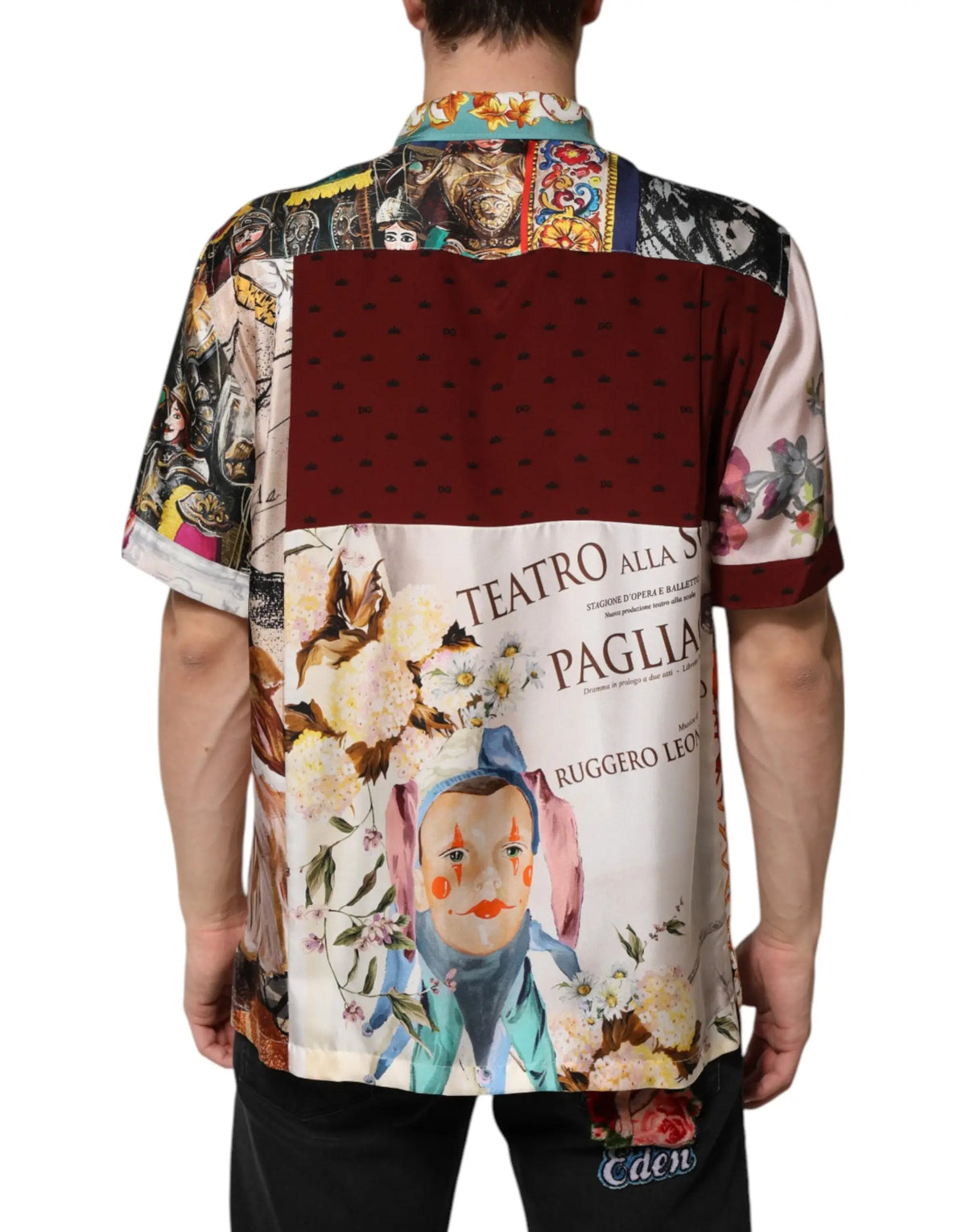 Dolce & gabbana chemise hawaïenne multicolore à manches courtes avec imprimé vintage et motifs floraux en tons riche maron et crème