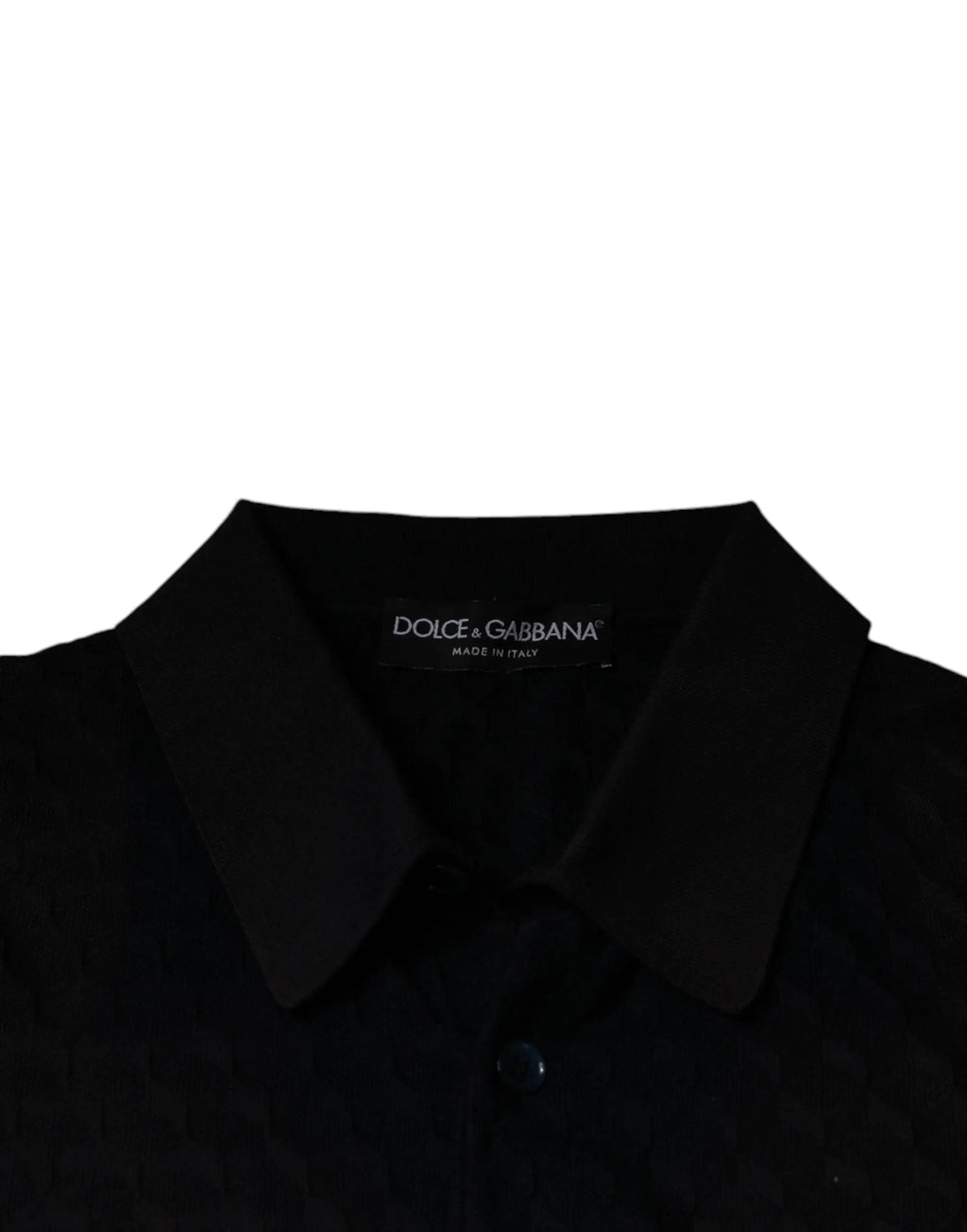 Polo noir dolce & gabbana en soie multicolore avec col classique et patte de boutonnage