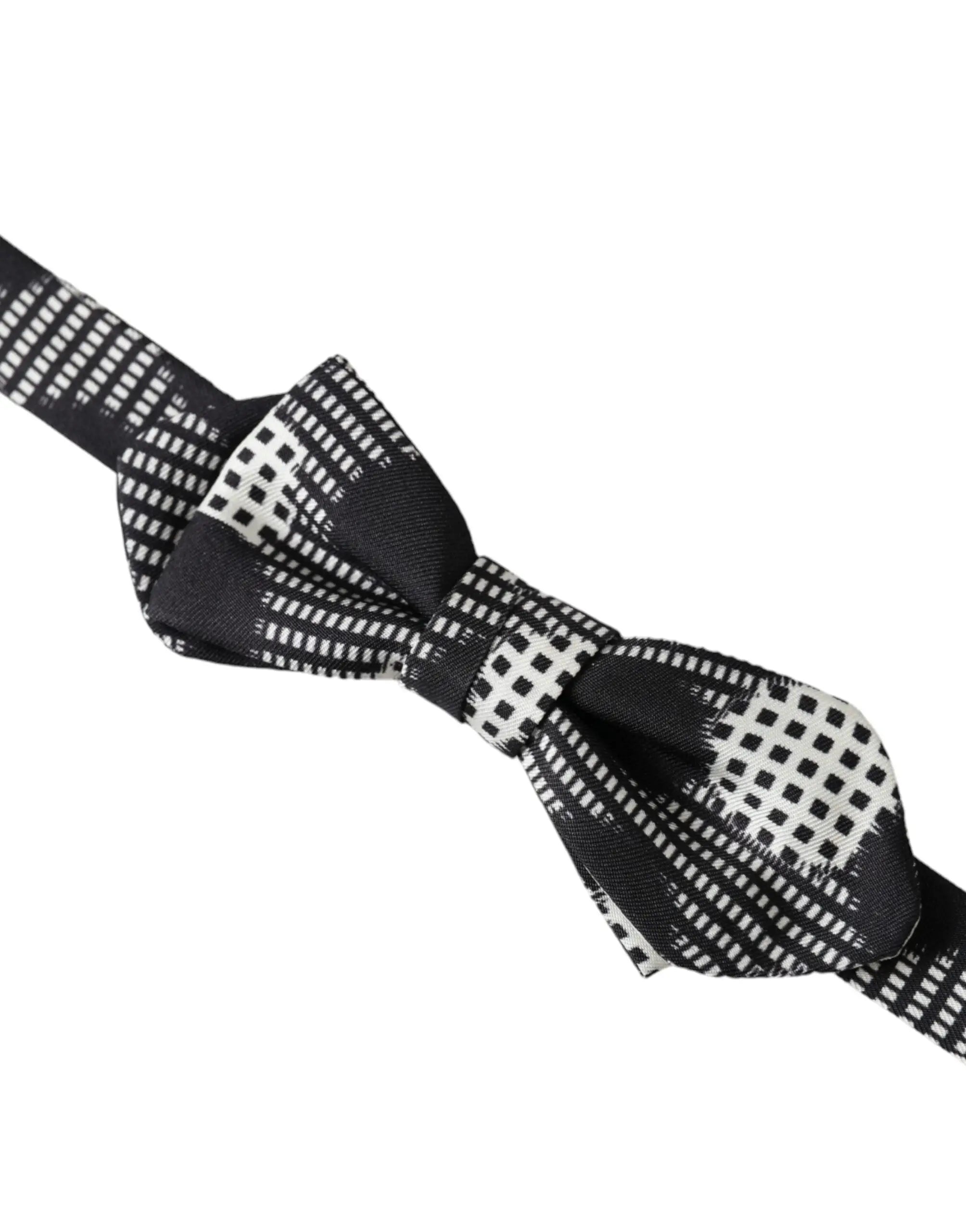 Dolce & gabbana nœud papillon homme en soie multicolore à pois ajustable avec motif géométrique noir et blanc moderne
