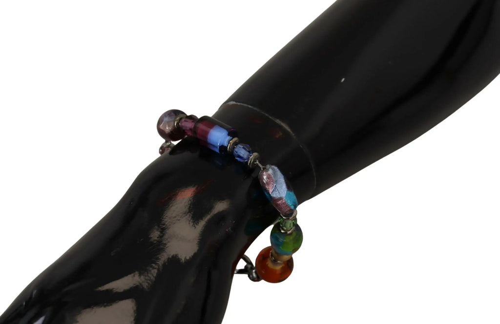 Bracelet dolce & gabbana en chaîne argent multicolore avec perles en laiton iridescentes et fermoir homard