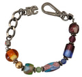 Bracelet dolce & gabbana en chaîne argentée avec perles multicolores en laiton et fermoir homard