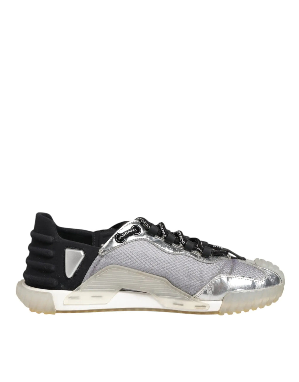 Chaussure basse dolce & gabbana ns1 argentée et noire avec tige en mesh et accents métalliques blanc
