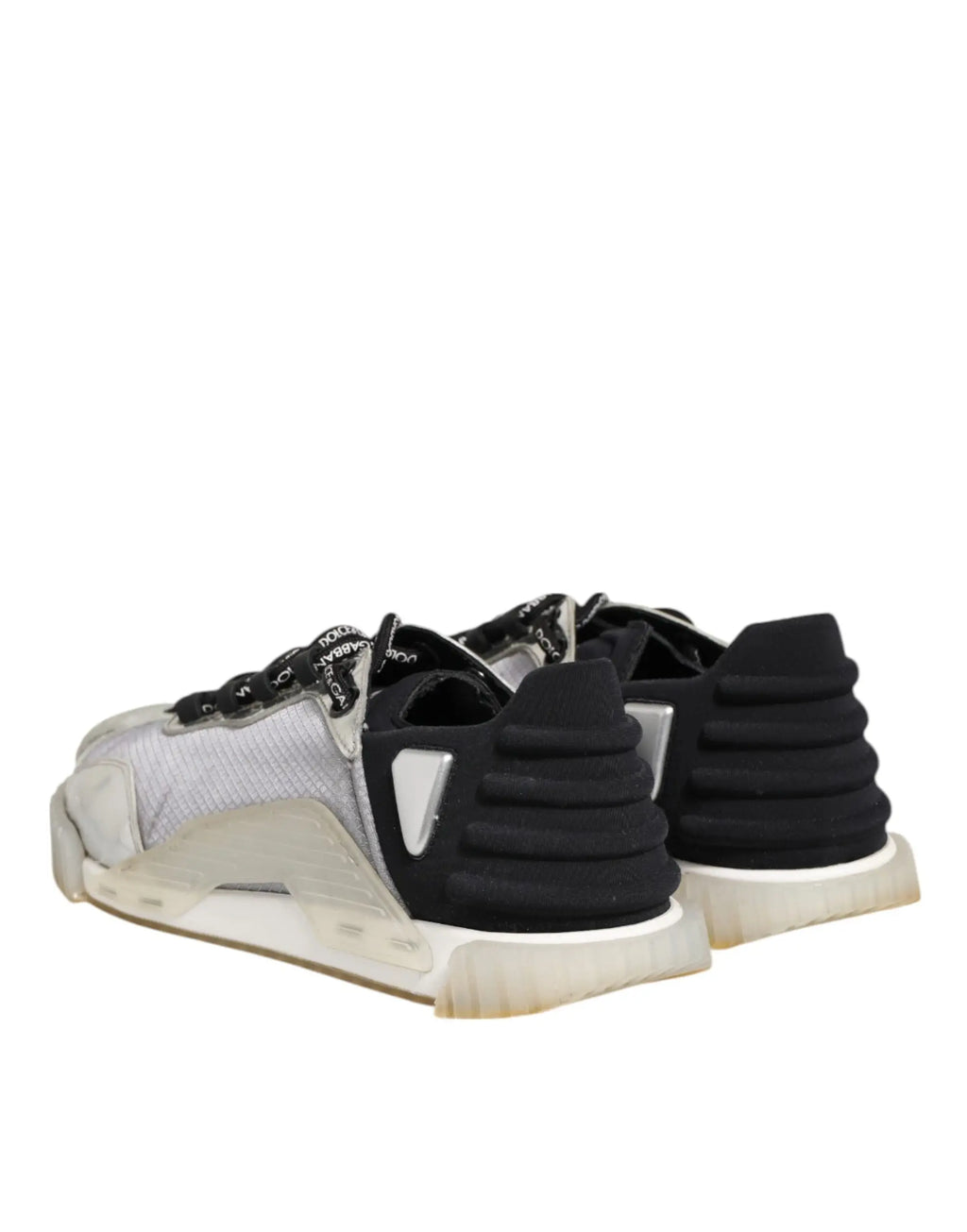 Baskets basses dolce & gabbana multicolores avec logo argent en mesh texturé noir et gris et semelle blanche translucide