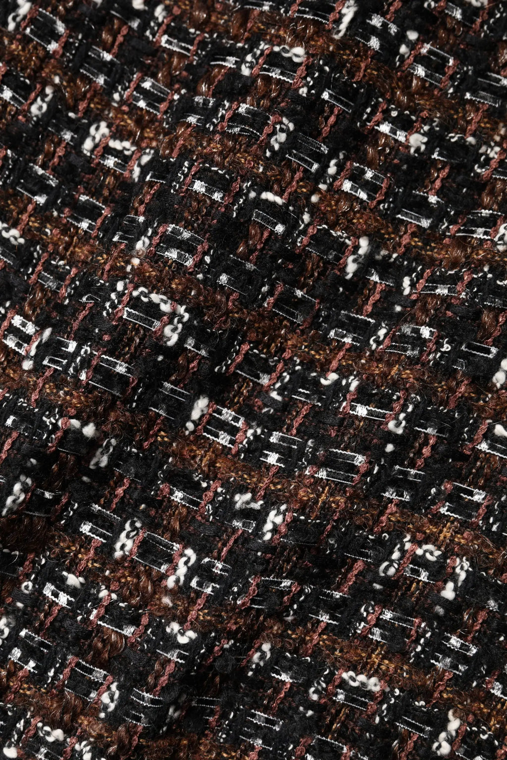 Robe mini droite sans manches dolce & gabbana en tweed multicolore avec motif chevrons noir brun et blanc