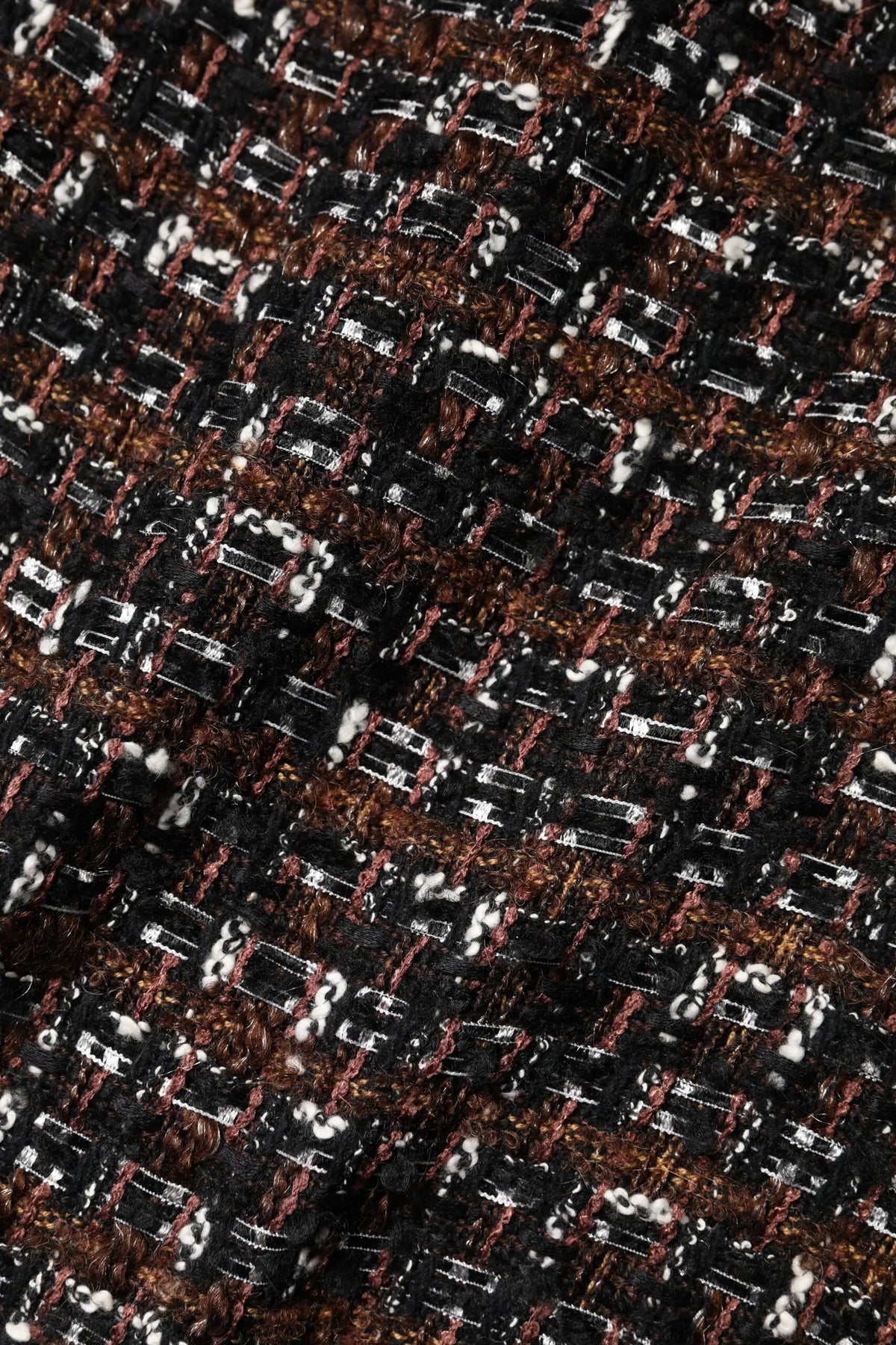 Robe mini droite sans manches dolce & gabbana en tweed multicolore avec motif chevrons noir brun et blanc