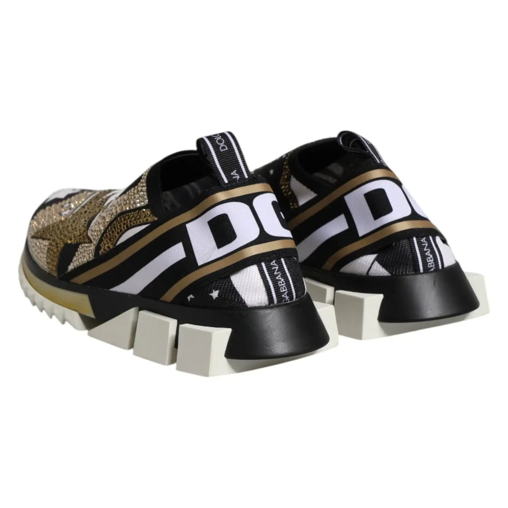 Baskets dolce & gabbana sorrento multicolores noires et or avec empeigne en mesh pailleté et semelle en caoutchouc blanche