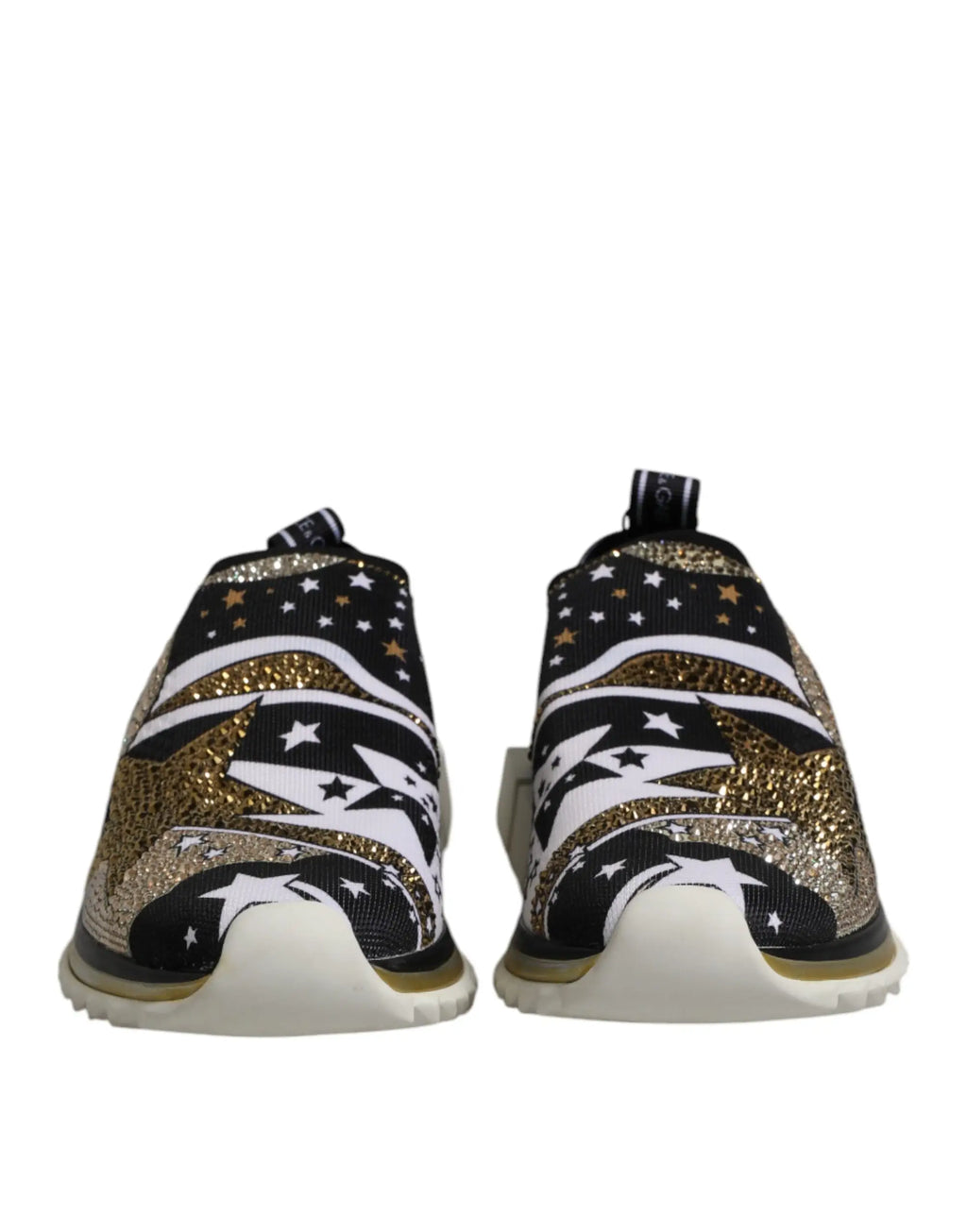 Baskets basses multicolores dolce & gabbana sorrento noires et dorées à étoiles avec accents pailletés en slip-on