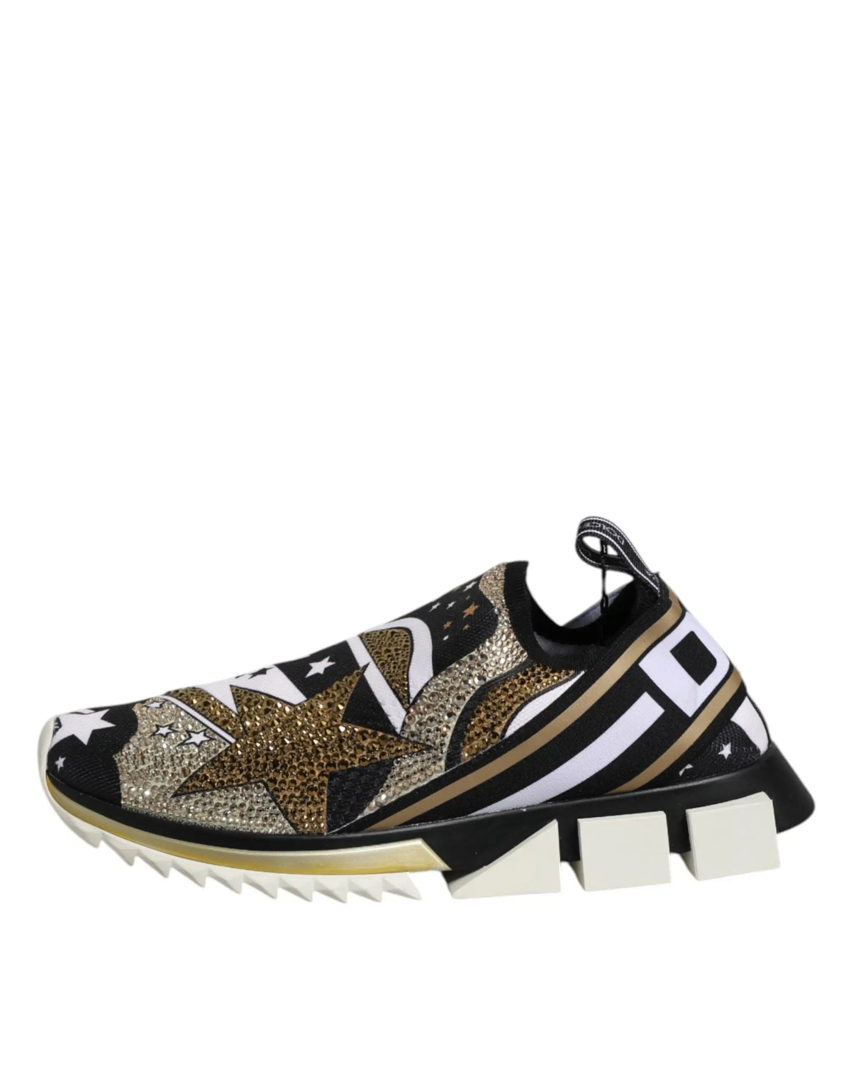 Baskets basses dolce & gabbana sorrento multicolores noir or blanc à enfiler avec étoiles pailletées et semelle épaisse