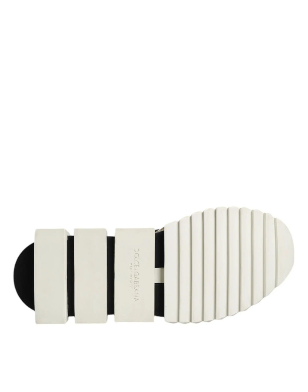 Semelle extérieure en caoutchouc blanc avec accents noirs et motif nervuré pour baskets basses multicolores dolce & gabbana sorrento