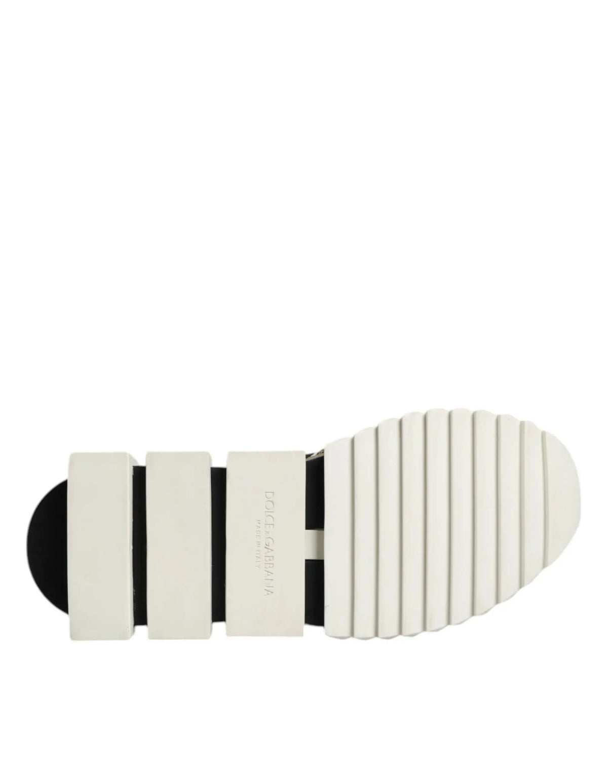 Semelle extérieure en caoutchouc blanc avec accents noirs et motif nervuré pour baskets basses multicolores dolce & gabbana sorrento