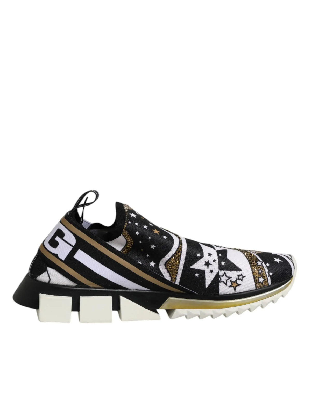 Baskets dolce & gabbana sorrento multicolores slip-on en noir blanc et or avec motif étoile et semelle épaisse
