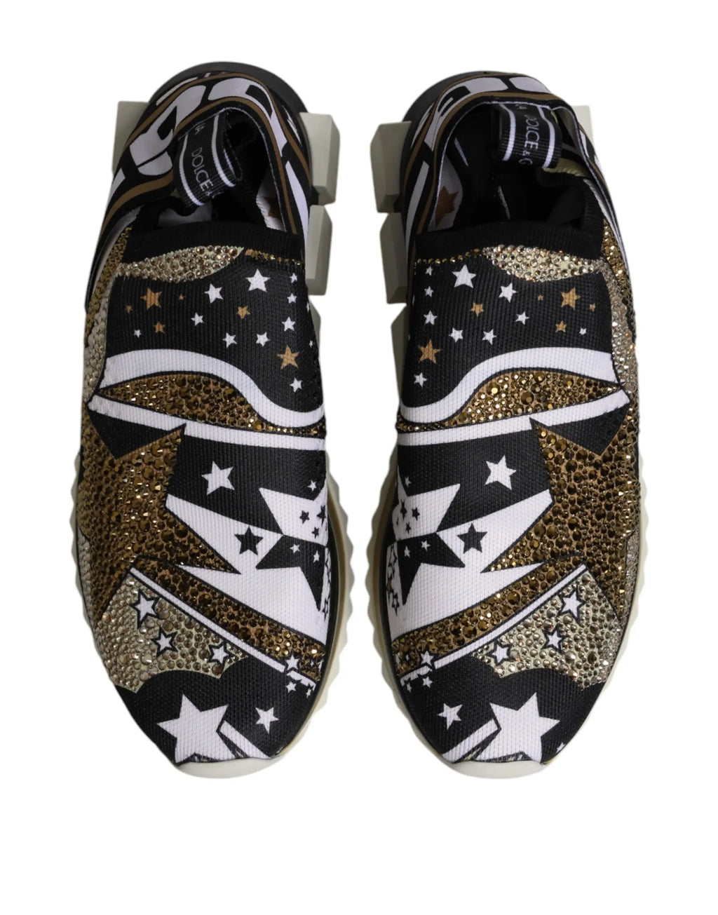 Baskets basses sorrento multicolores dolce gabbana en noir et or à étoiles avec accents pailletés slip-on
